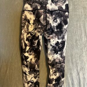 lululemon athletica Black and White Floral Leggings